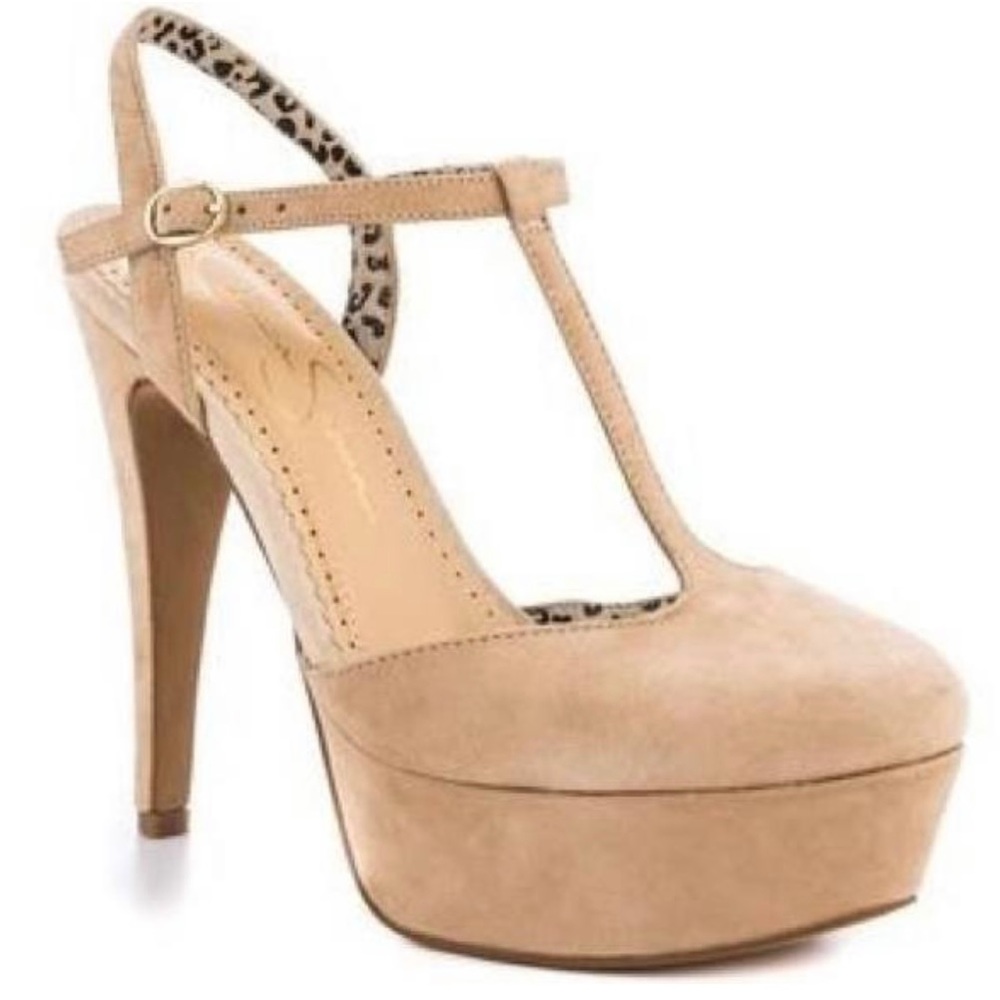 Jessica Simpson Beige T-Strap Heels